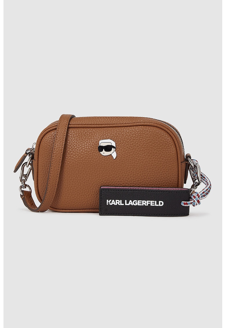 Geanta crossbody din piele ecologica cu logo - Maro