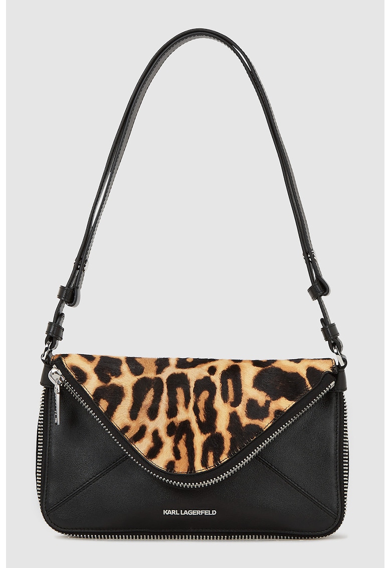 Geanta din piele cu bareta de umar si animal print