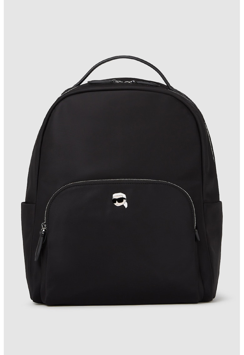 Rucsac cu buzunar frontal si logo - Negru