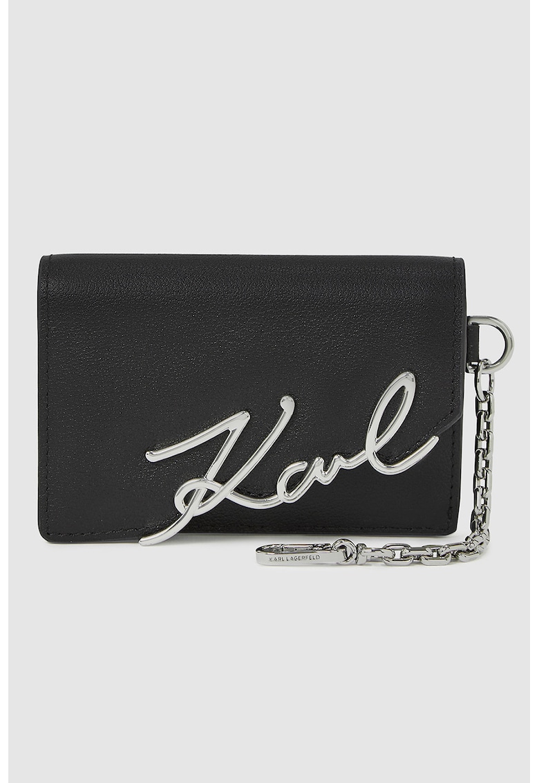 Portofel din piele cu logo metalic