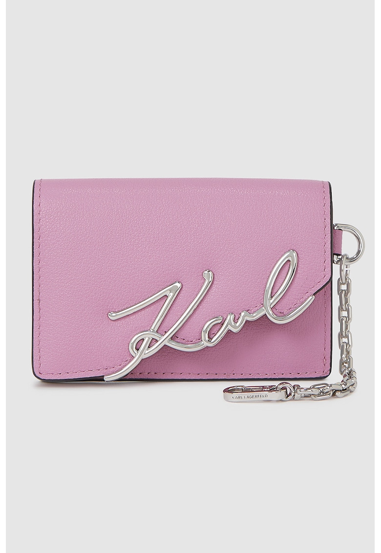 Portofel din piele cu logo metalic