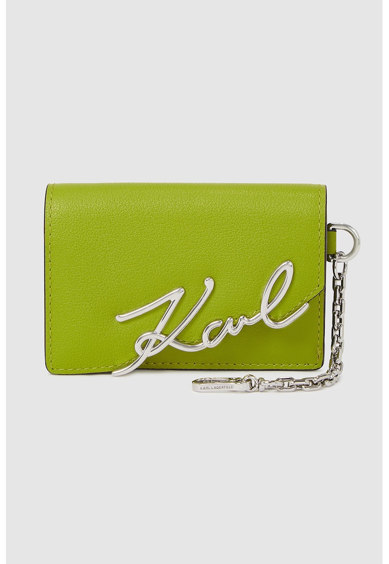 Portofel din piele cu logo metalic