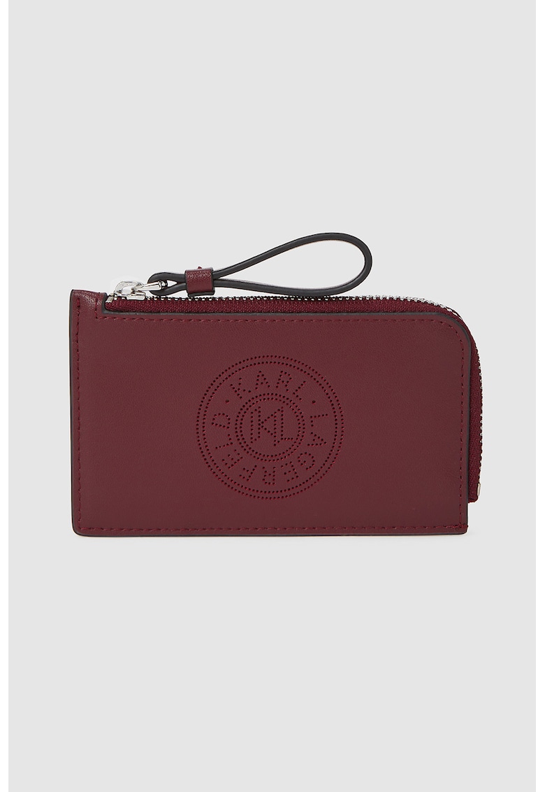 Portcart de piele cu buzunar cu fermoar