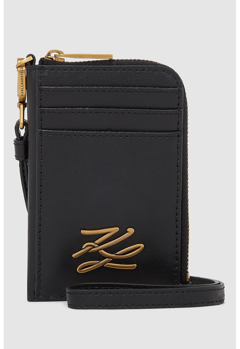 Portofel din piele cu logo - Auriu/Negru