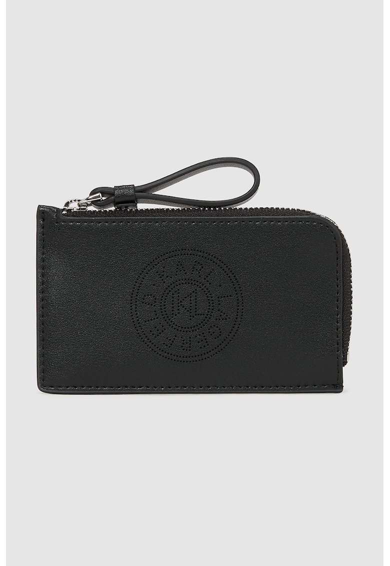 Portcart de piele cu buzunar cu fermoar