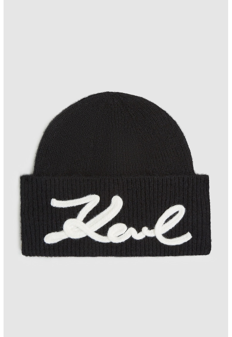 Caciula cu logo din tricot - Negru