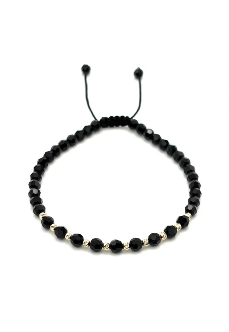 Bratara cu 10 bile din AUR 14K si Cristale Preciosa - reglabila - barbat