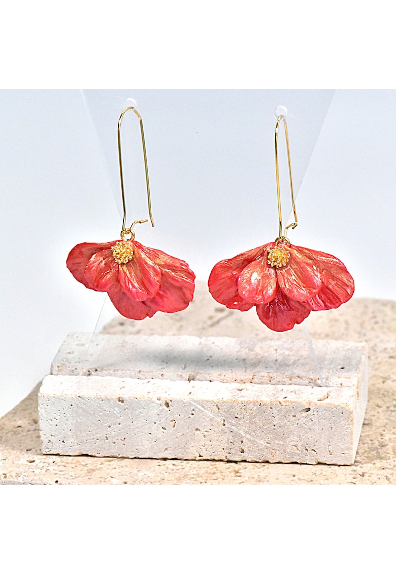 Cercei Milena - lut polimeric si rasina epoxidica - Rosu/Auriu