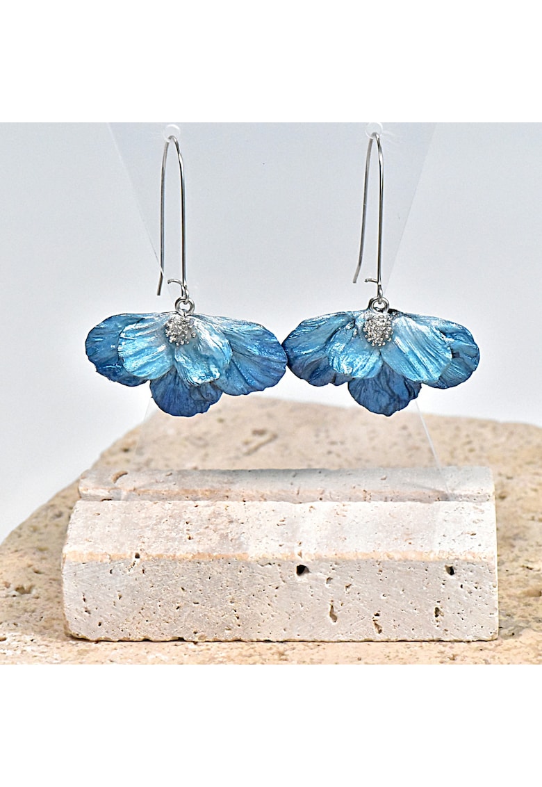 Cercei Milena - lut polimeric si rasina epoxidica - Albastru/Argintiu