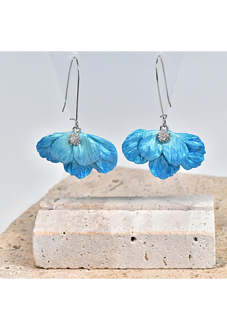 Cercei Milena - lut polimeric si rasina epoxidica - Albastru deschis/Argintiu