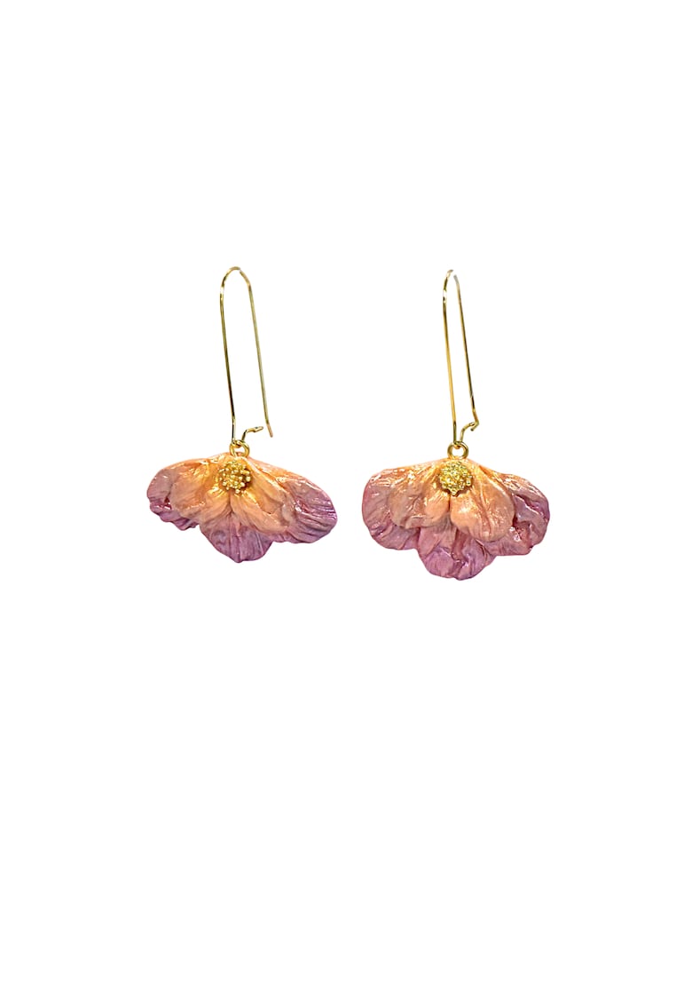 Cercei Milena - lut polimeric si rasina epoxidica - Auriu/Roz