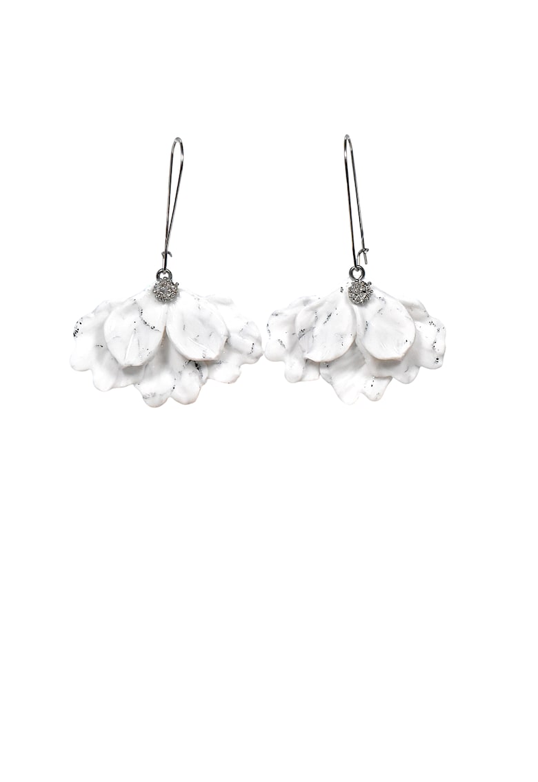 Cercei Sidonia - Alb/Argintiu
