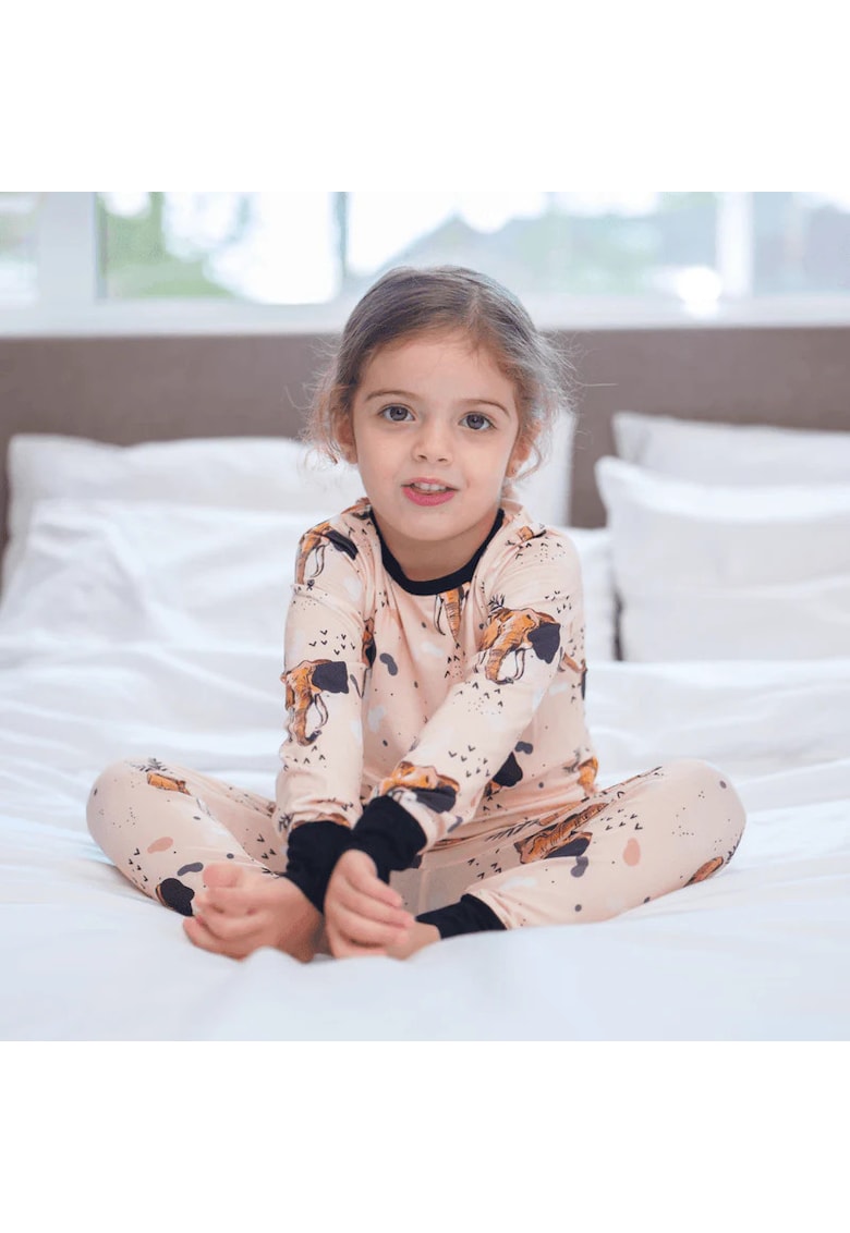 Pijamale 2 piese - material din bambus -  - Safari - Maro si Negru - pentru baieti