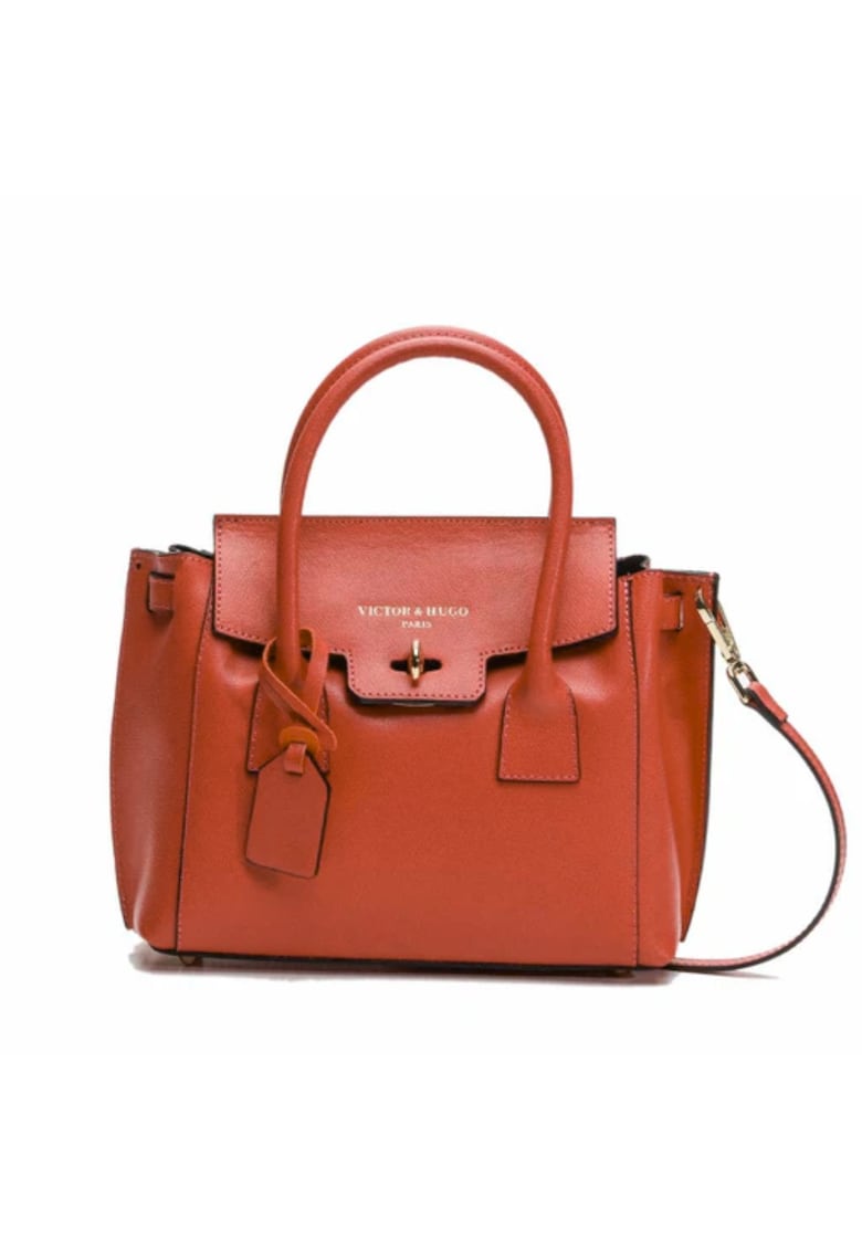 Geanta dama  piele naturala - portocaliu - 31x20x8cm