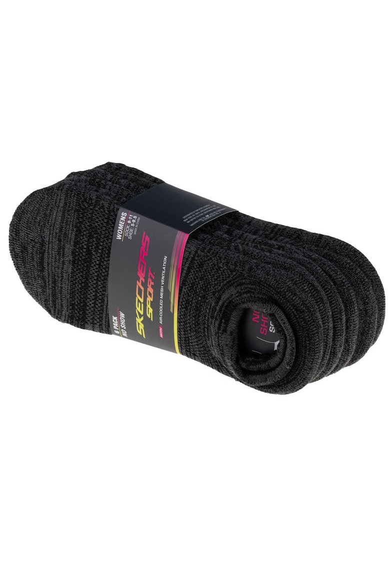 Skechers Set sosete dama - 6pk Womens 1/2 Terry Socks S113157-GRY - Gri - 36-40 - 6 buc