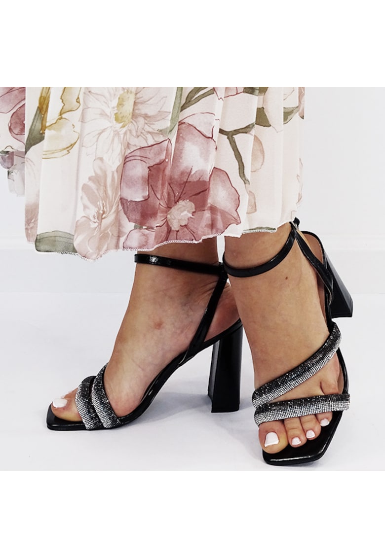 Sandale elegante negre cu pietricele BZF8778 M12 17392