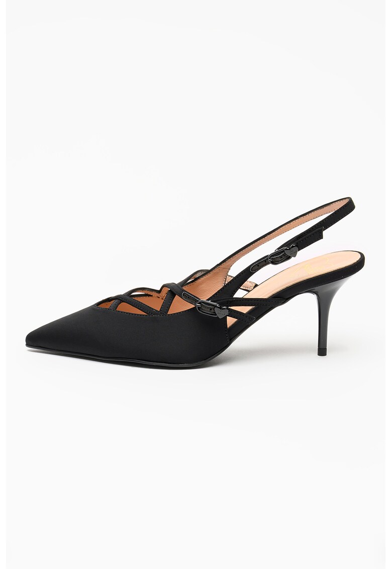 Pantofi slingback cu toc - varf ascutit si barete Spillo - Auriu/Negru