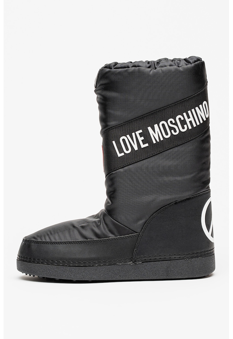 Cizme mid-calf slip-on cu imprimeu logo