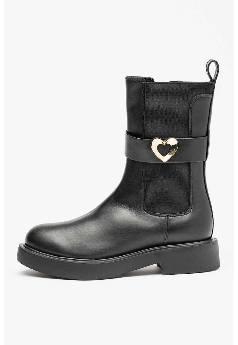 Ghete din piele cu garnitura din material textil