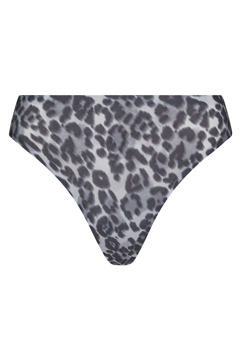 Chiloti tanga fara cusaturi cu animal print - Gri
