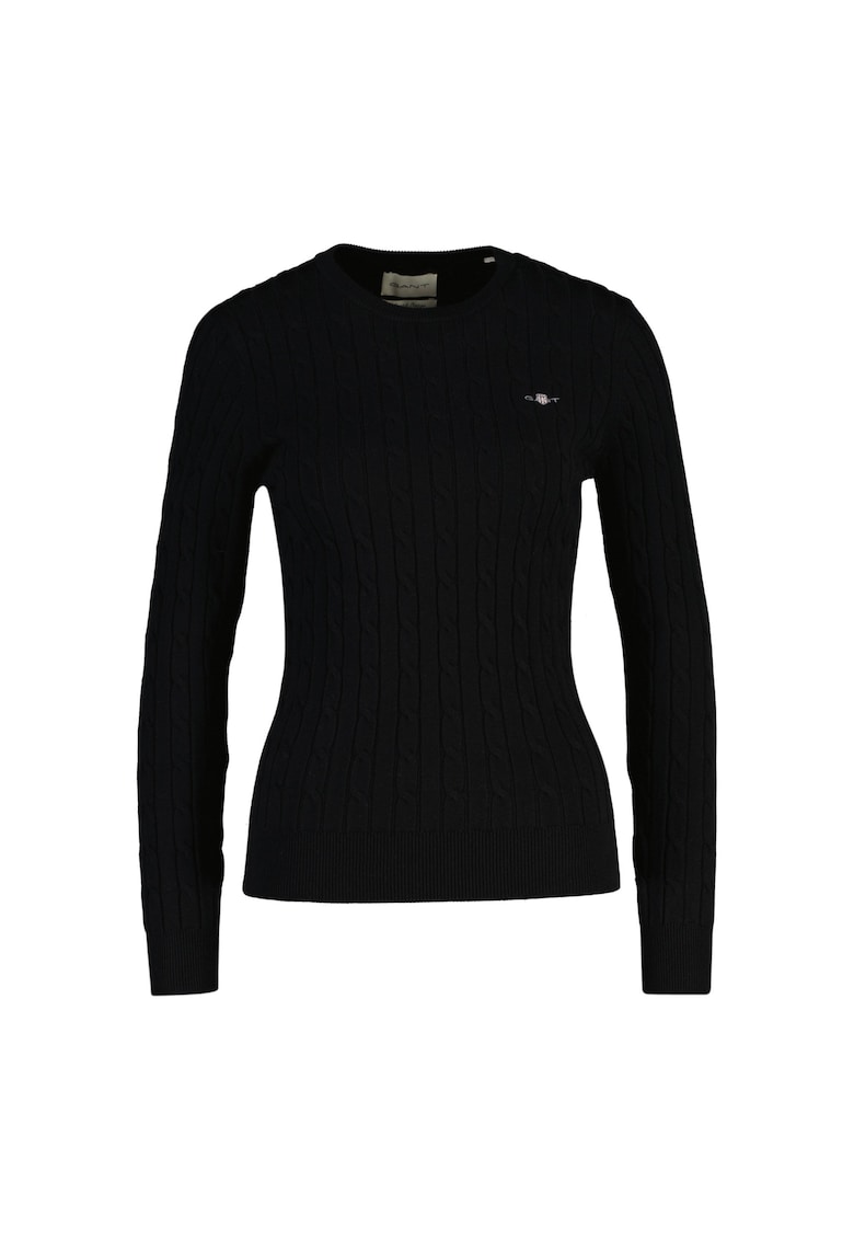 Pulover slim fit cu model torsade - Negru