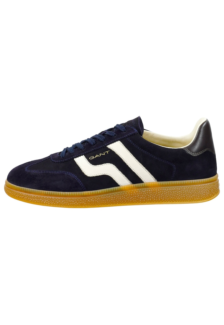 Pantofi sport de piele cu siret - Albastru inchis