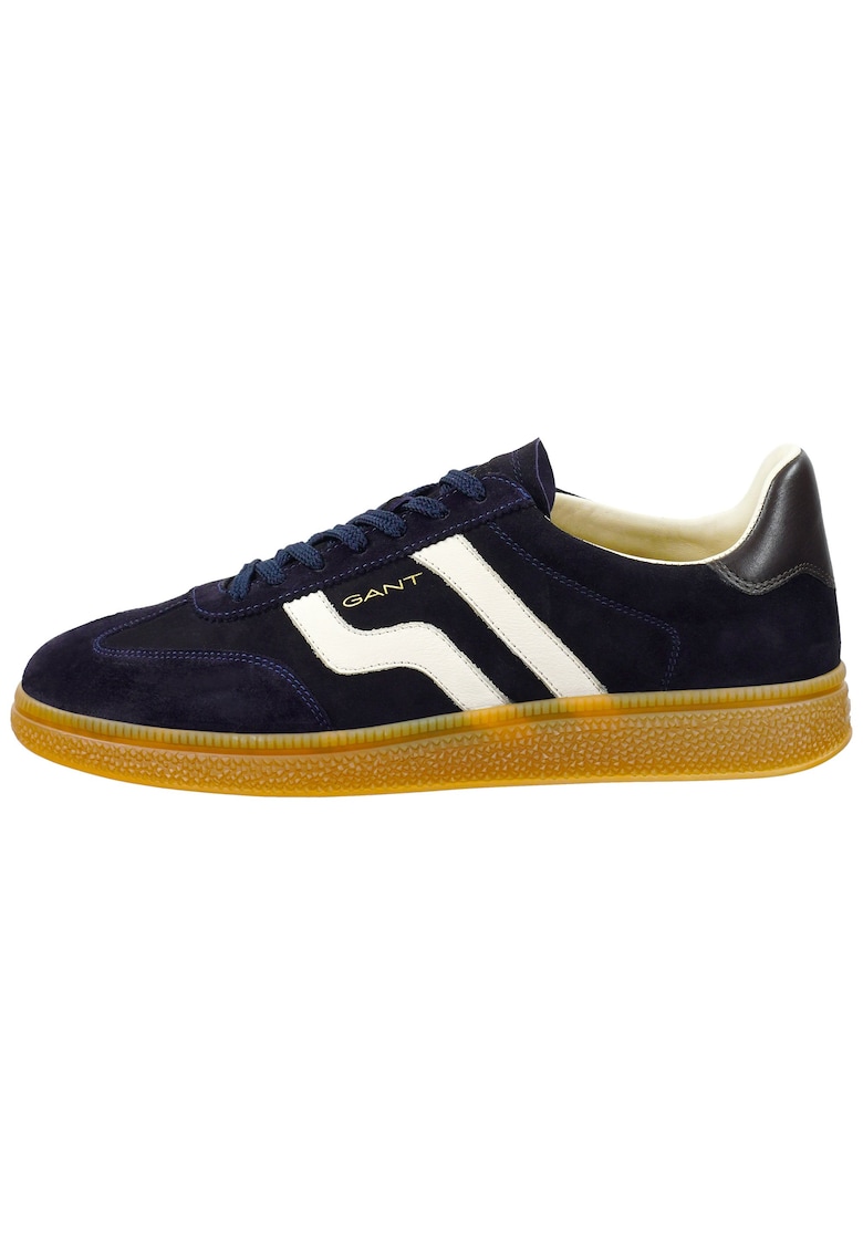 Pantofi sport de piele cu siret - Albastru inchis