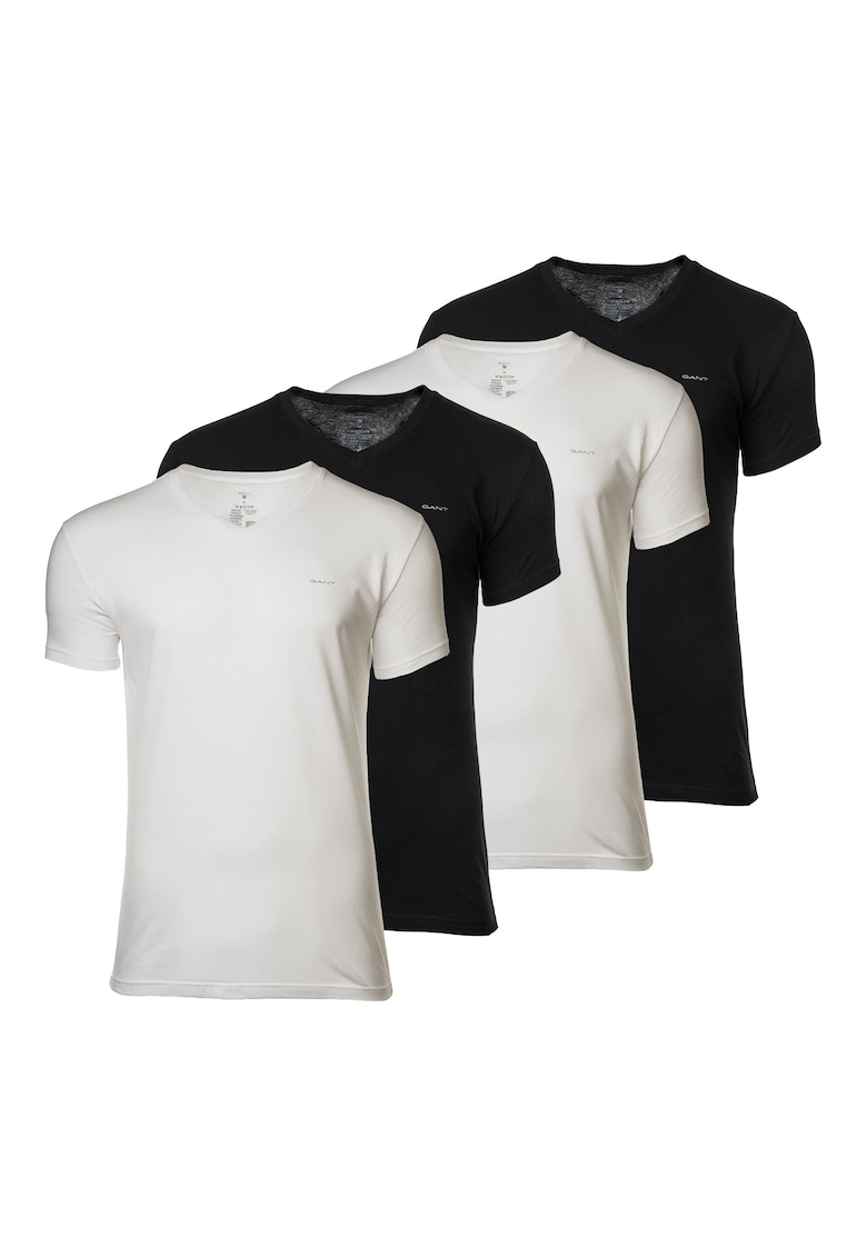 Gant Set de tricouri slim fit de bumbac - 4 perechi - Alb/Negru