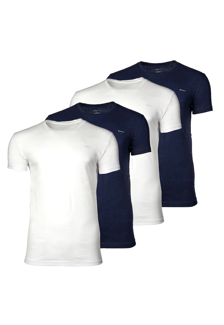 Gant Set de tricouri uni cu decolteu la baza gatului - 4 perechi - Alb/Bleumarin
