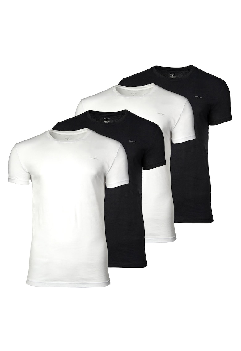 Gant Set de tricouri uni cu decolteu la baza gatului - 4 perechi - Alb/Negru