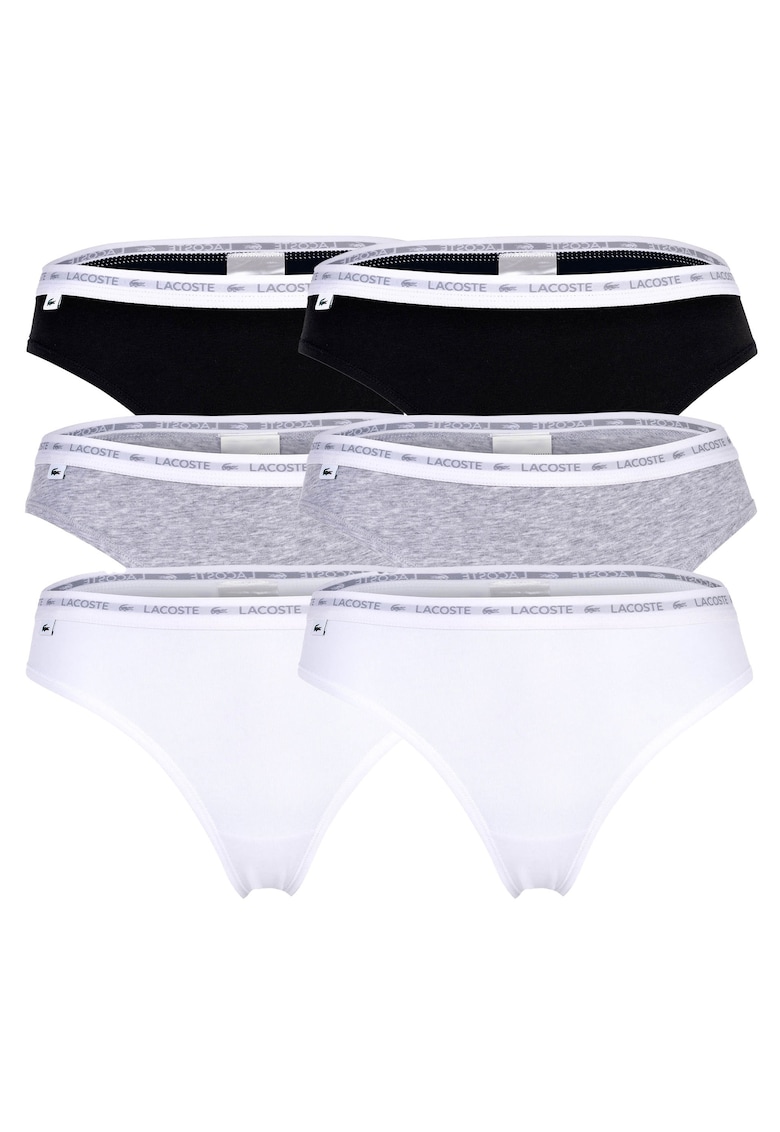 Set de chiloti tanga cu banda logo in talie – 6 perechi – Negru/Gri/Alb optic Set de chiloti tanga cu banda logo in talie – 6 perechi – Negru/Gri/Alb optic