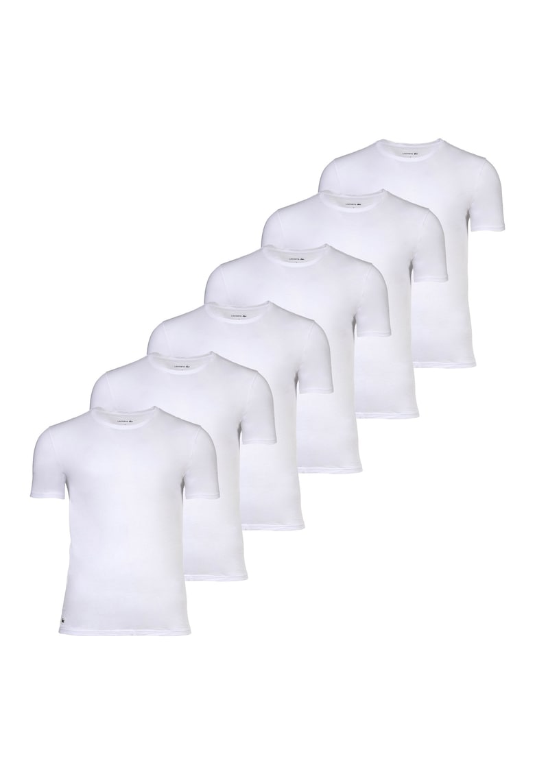 Lacoste Set de tricouri slim fit uni - 6 piese - Alb