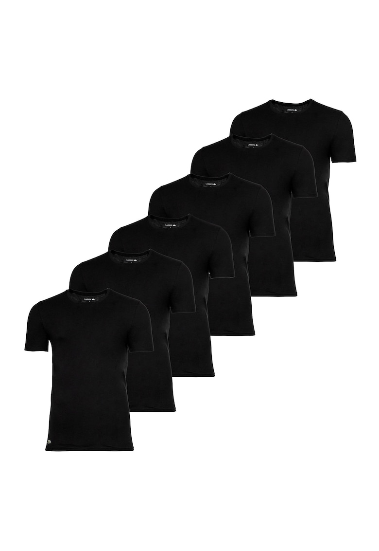 Lacoste Set de tricouri slim fit uni - 6 piese - Negru
