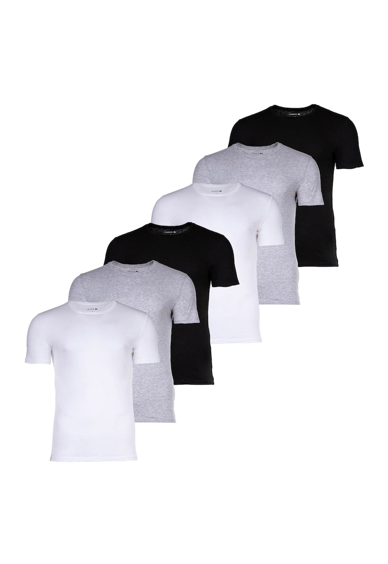 Lacoste Set de tricouri slim fit uni - 6 piese - Alb/Negru/Gri