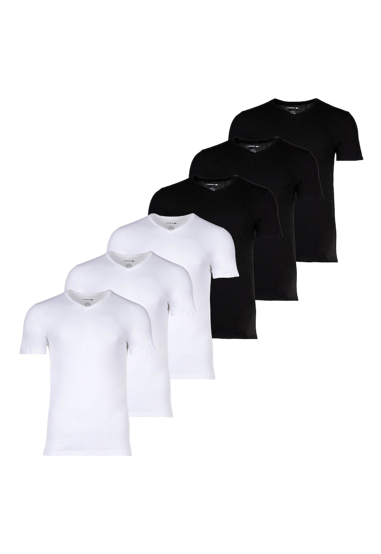 Lacoste Set de tricouri slim fit cu decolteu in V - 6 piese
