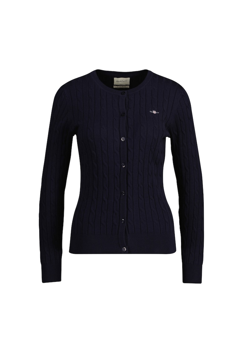 Gant Cardigan cu nasturi si model torsade - Albastru