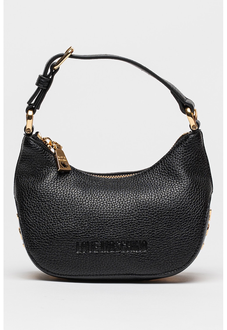 Geanta crossbody de piele ecologica cu logo - Negru