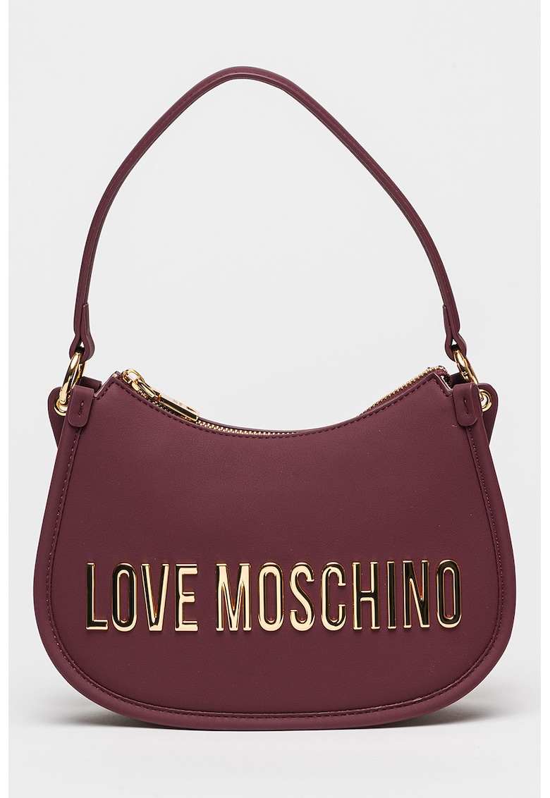 Geanta crossbody de piele ecologica cu logo metalic - Violet