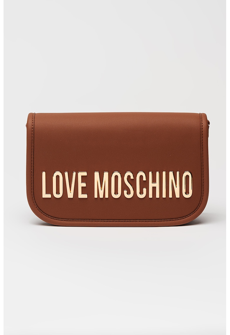 Geanta crossbody de piele ecologica cu clapa - Maro scortisoara