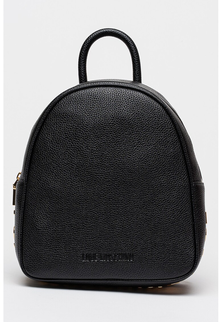 Rucsac din piele ecologica cu logo metalic supradimensionat Zaino - Negru