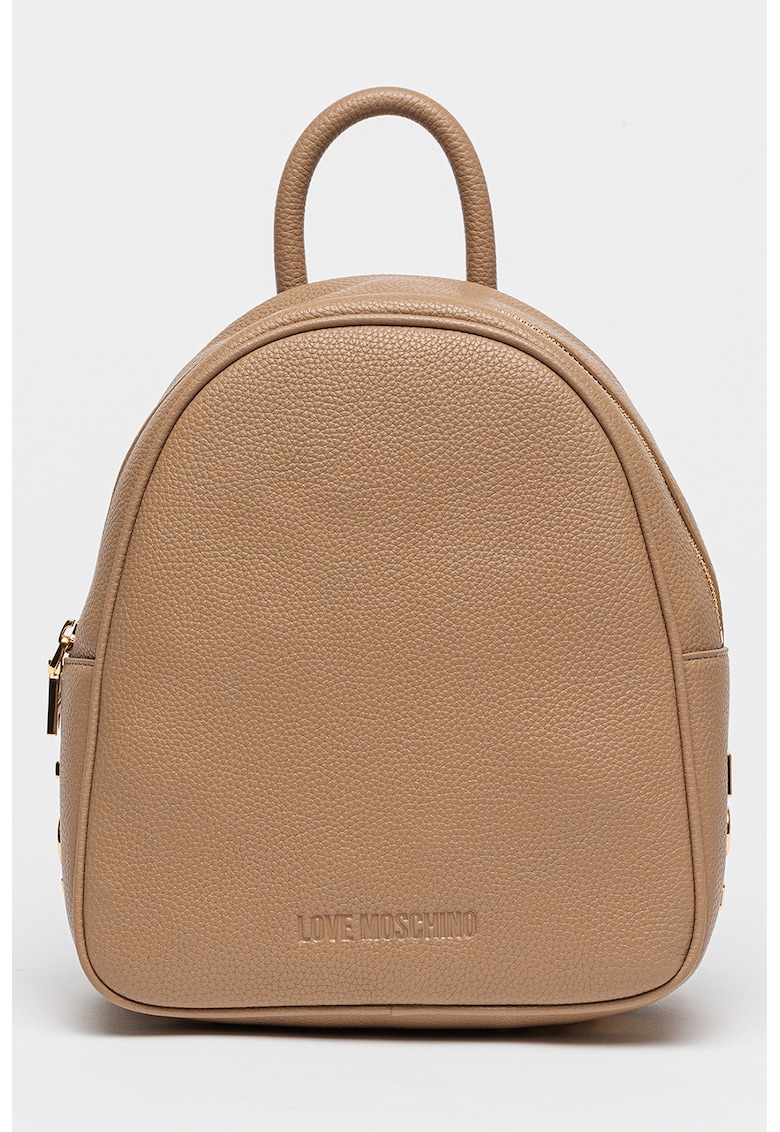 Rucsac din piele ecologica cu logo metalic supradimensionat Zaino - Maro camel