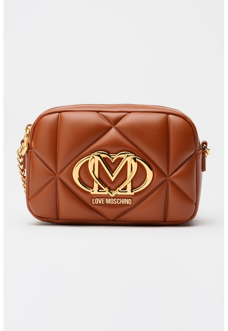 Geanta crossbody cu aspect matlasat - Maro cognac