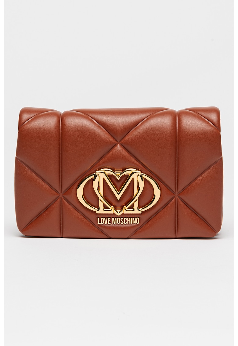 Geanta crossbody de piele ecologica cu lant - Maro scortisoara