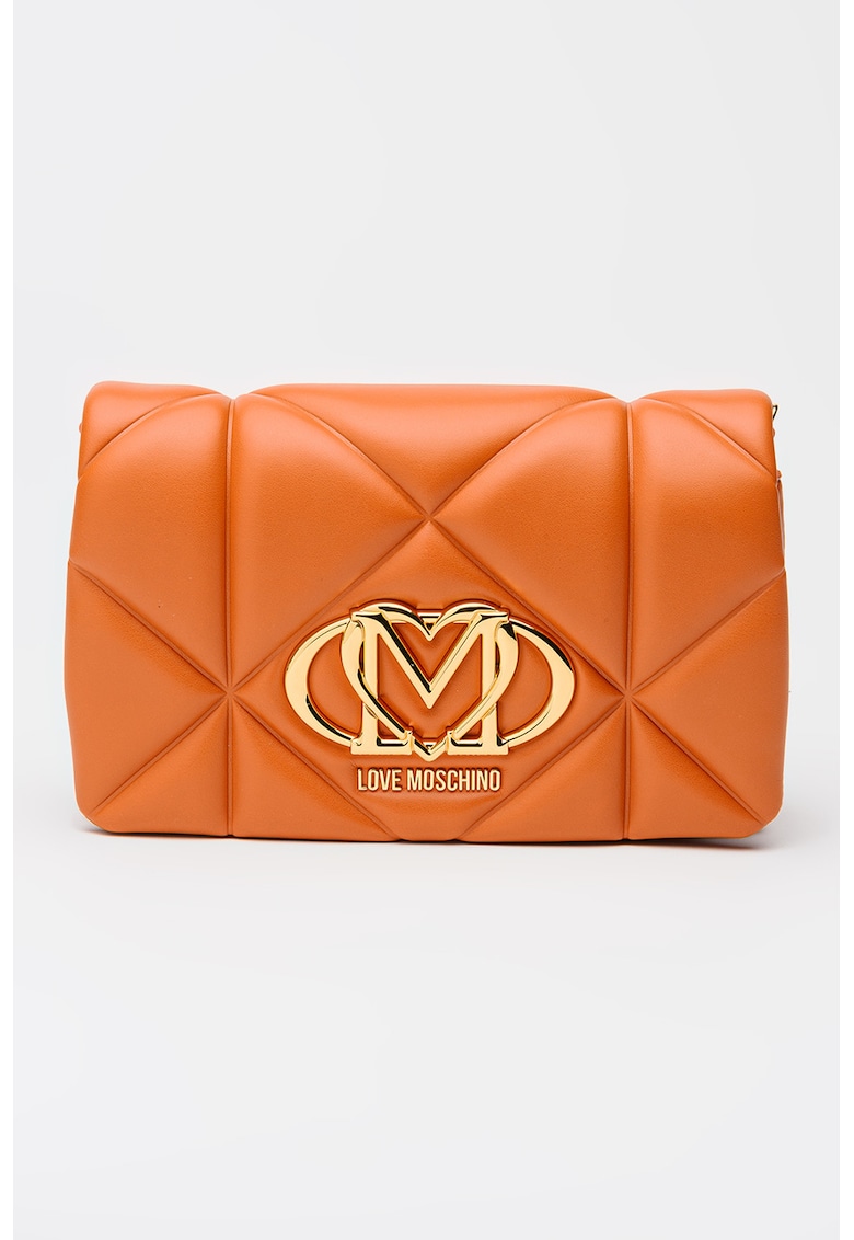 Geanta crossbody de piele ecologica cu lant - Portocaliu persan