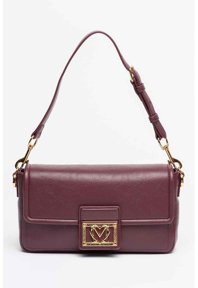 Geanta din piele ecologica cu bareta de umar si clapa - Violet pruna