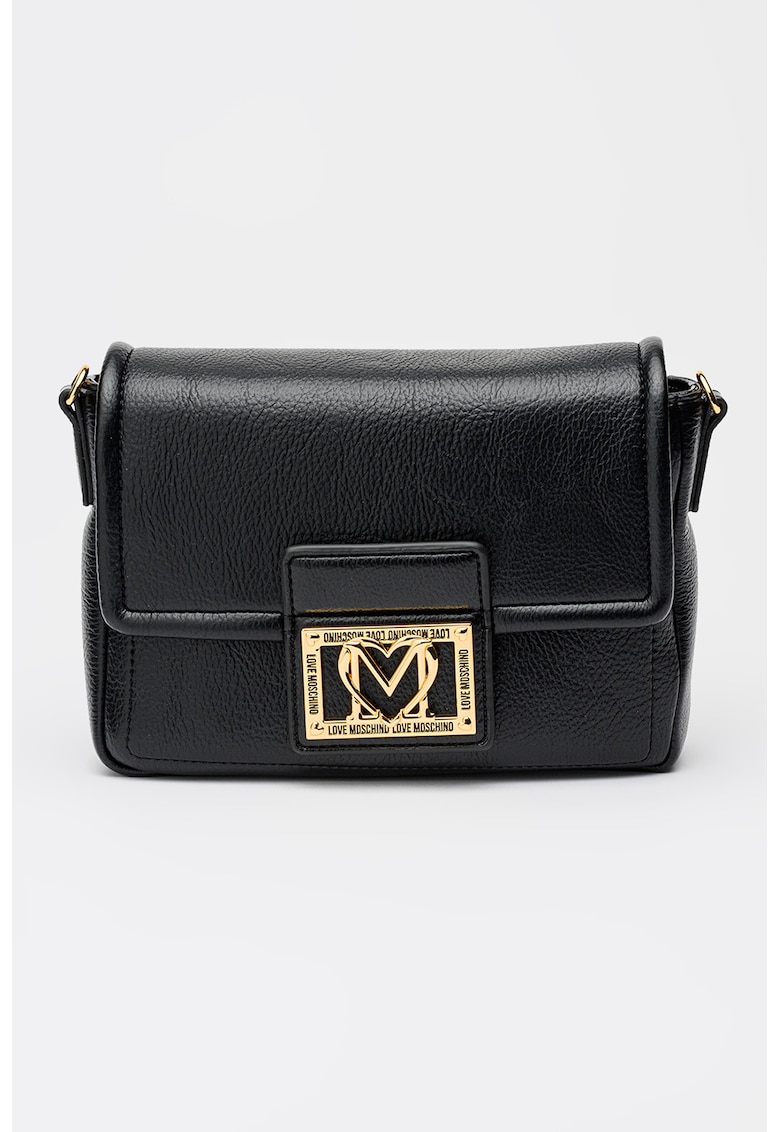 Geanta crossbody de piele ecologica cu bareta detasabila si ajustabila - Negru