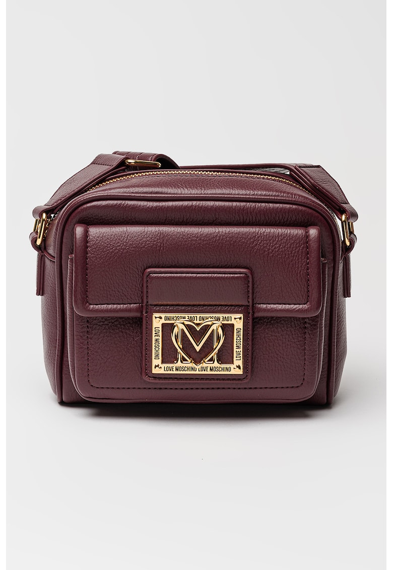 Geanta crossbody de piele ecologica cu buzunar frontal cu clapa - Violet tyrian