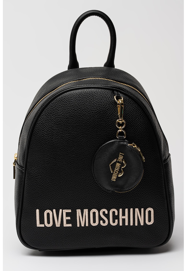 Rucsac cu fermoar si logo brodat - Negru