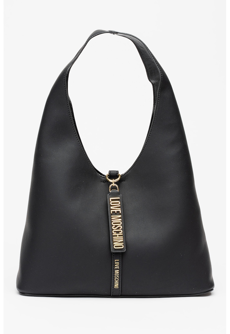 Geanta hobo din piele ecologica cu placuta logo