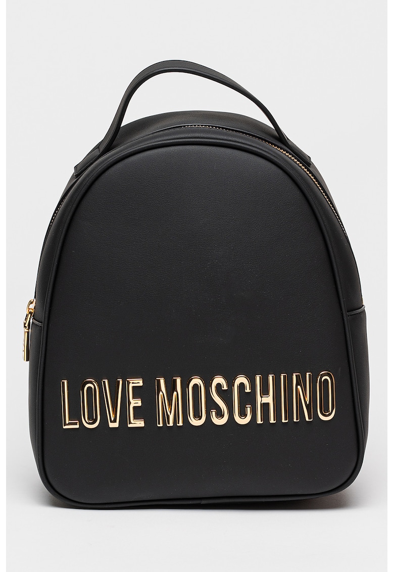 Rucsac de piele ecologica cu logo metalic - Negru